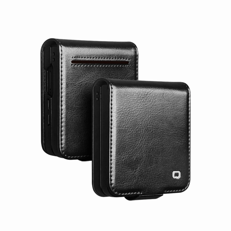 Чехол QIALINO из натуральной кожи для Samsung Galaxy Z Flip 8 7 6 5 Flip8 Flip7 Flip6 Flip5 5G, премиум-класс, из воловьей кожи, с функцией кошелька (art.: 3920dbdc96200) - 3920dbdc96200