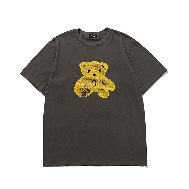 

New Arrival 2021 Men Women Fashion Casual Embroidery Bear Print We11done T Shirt Best Seller High Quality Welldone Top Tees