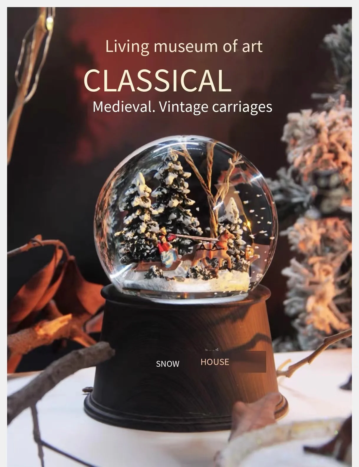 

Christmas gift carousel crystal ball snowflakes snow ball light music box music box decoration girl girl birthday gift