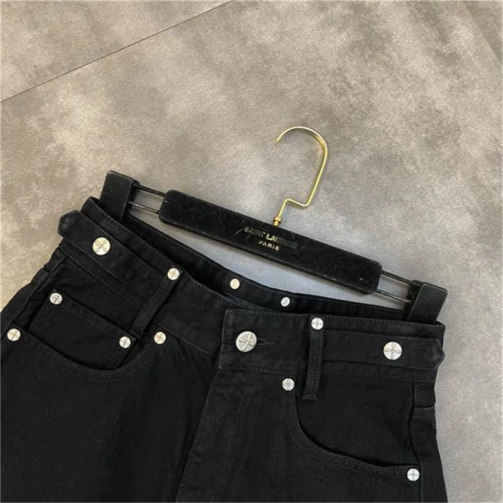 Sweet Cool Dark Gothic Hip Hop Streetwear Female Black Personality Summer Bandage Tassel Trend Jeans Raw Fringe Denim Shorts