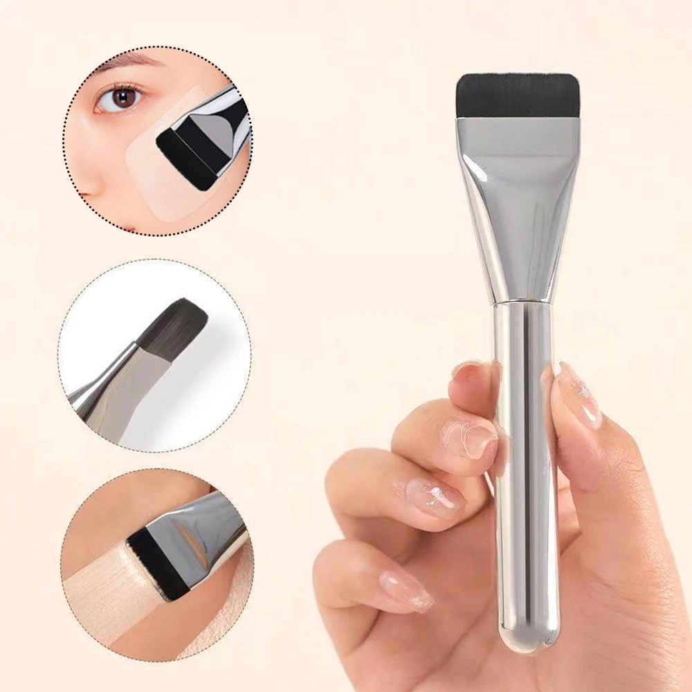 

Flat Makeup Brushes Foundation Concealer Angled Seamless Cover Synthetic Dark Liquid Cream Cosmetics Contour Brush Beauty Tool