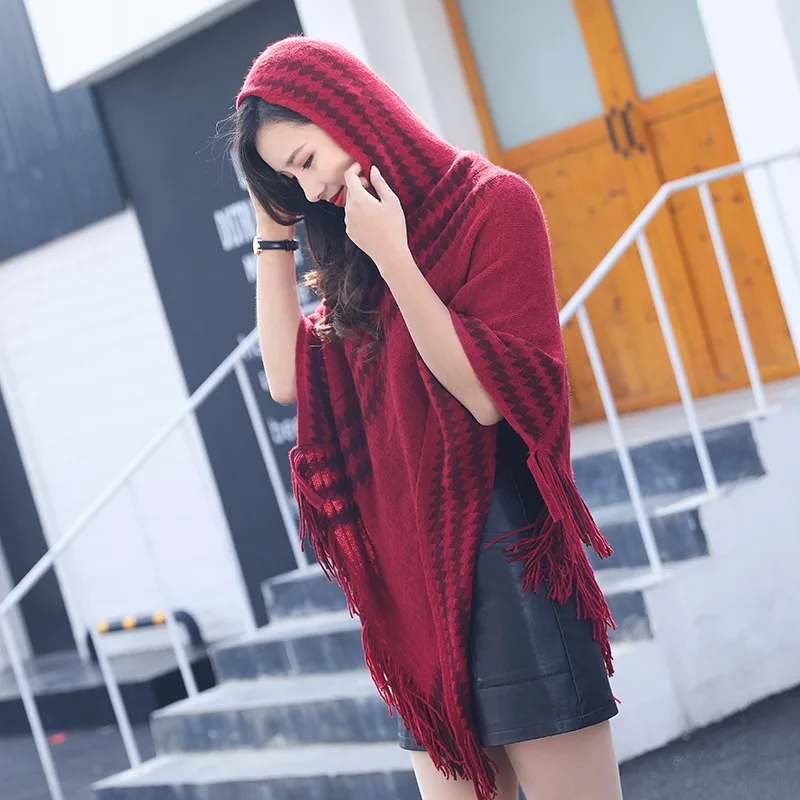 

Hooded Inverness Spring Women's Scarf Wholesale Knitted 2022 Pullover Cloak Shawl Tassel Sweater Coat White Match