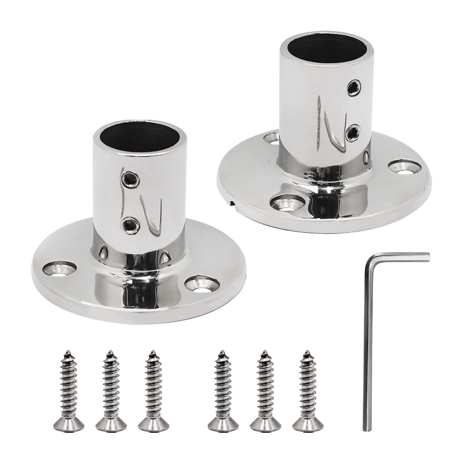 

2 Pcs 7/8 Inch（22.7MM） 90 Degree Boat Handrail Round Base Heavy Duty 316 Stainless Steel Marine Hardware Boat Hand Railing