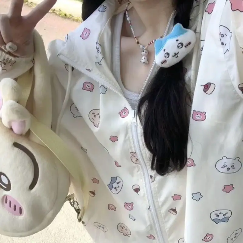 Chiikawa Hachiware симпатичная Солнцезащитная куртка с принтом Аниме Топ для студентов