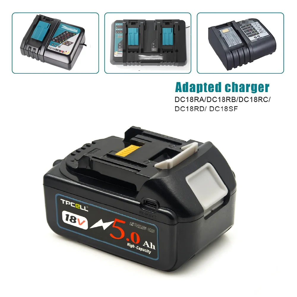 Фото Аккумулятор TPCELL PD65W 4/5/6 Ач для MKT 18V с входом/выходом Type-C, литий-ионный, для электроинструментов, замена LXT BL1850 BL1840 №4