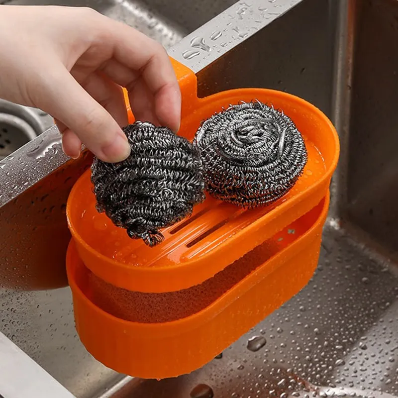 

Houseware Double Layers Plastic Water Drain Baskets 3 Colors ABS Brush Storage Boxes Kitchen Gadgets and Bathroom Holders Shelf