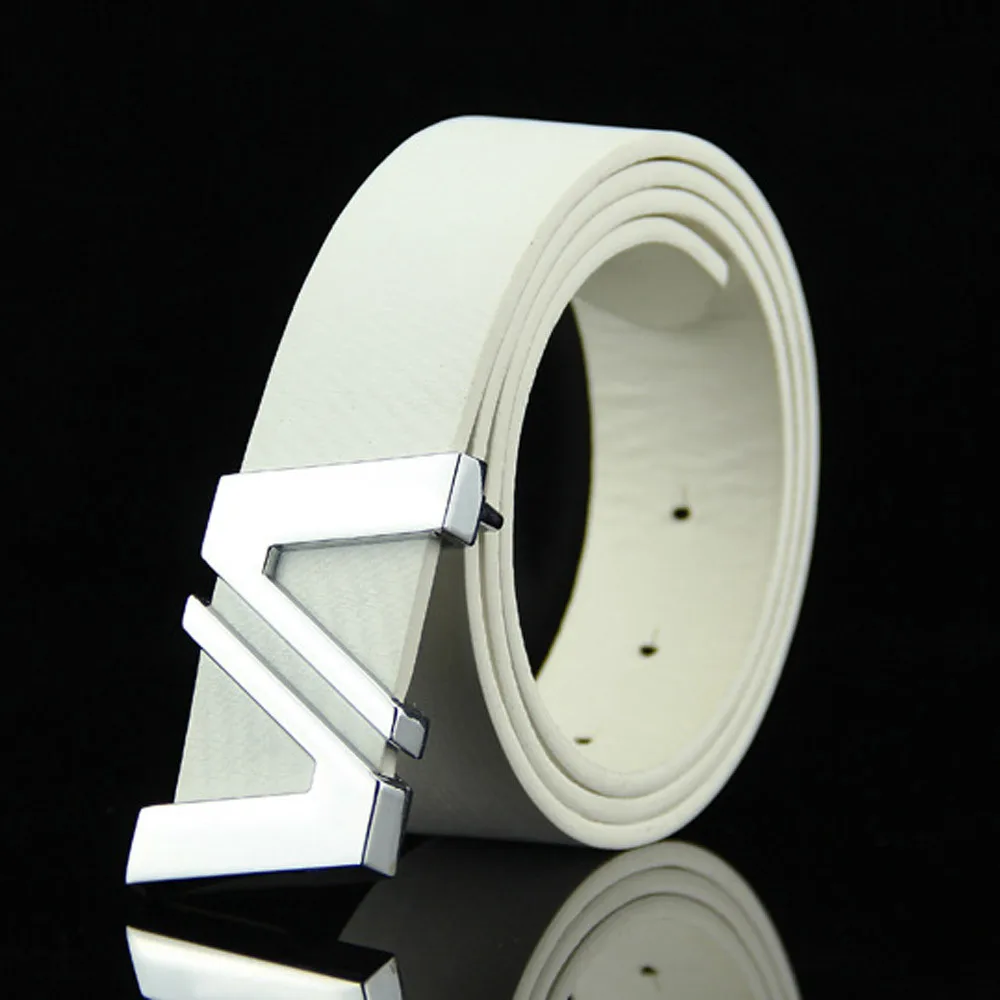 Ремень модный мужской Гладкий кожаный пояс с пряжкой повседневные аксессуары