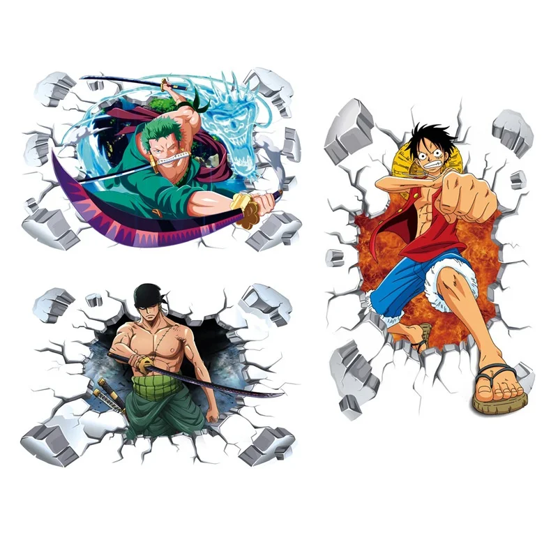 Фото 3D-наклейки на автомобиль One Piece с Луффи и Зоро, аниме-декали для маскировки царапин и украшения лобового стекла №5