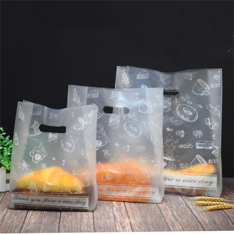 50pcs Little Daisy Plastic Gift Bags Storage Shopping Bags With Handle Christmas Wedding Party Favor Bag Candy Cake Wrapping Bag