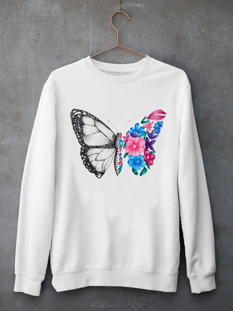 

Flower Wing Butterfly Clothing Lady Print Fall Autumn Fashion Woman Women Pullovers Hoodies Female Spring Graphic Sweatshirts