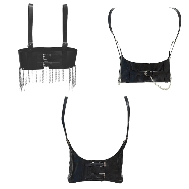 

Женская кожаная портупея с кисточками, в стиле панк