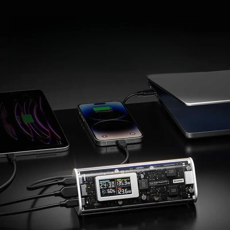 Фото Полностью прозрачный внешний аккумулятор 140W 24000mAh для iPhone, Huawei, Xiaomi, ноутбуков и планшетов №3