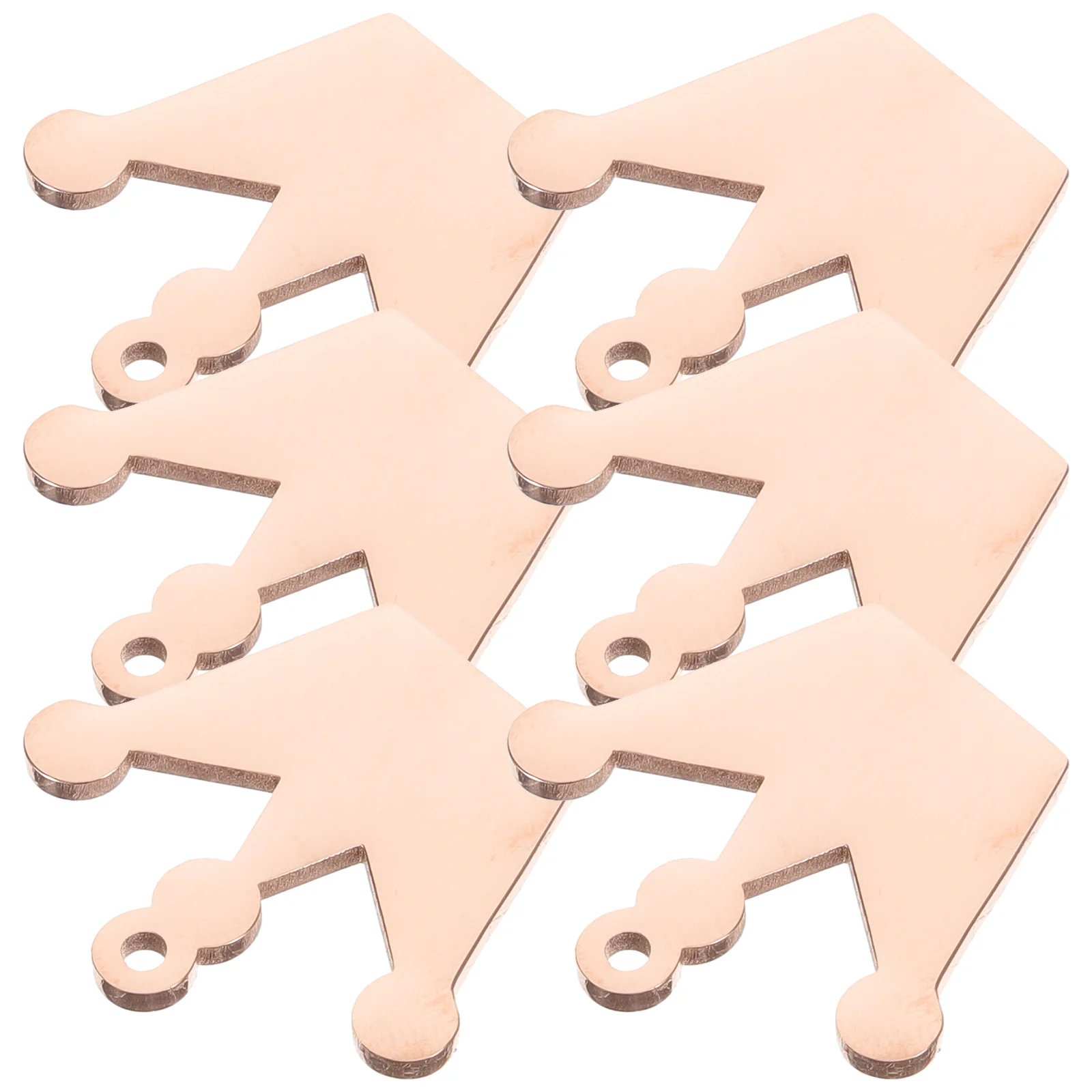 

6 Pcs Necklaces Crown Pendant Dog Tags Charms Metal Identification Rose Gold Blanks
