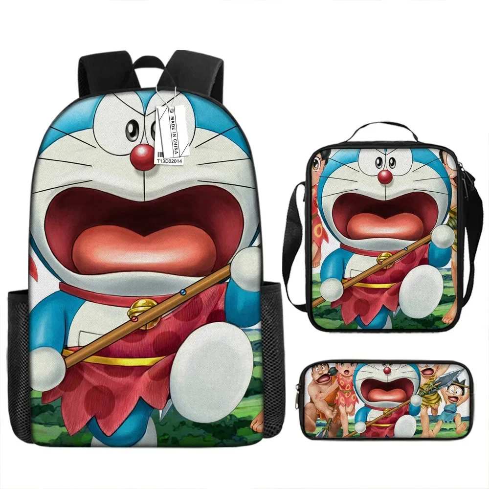 

Набор из трех предметов, рюкзаки Doraemon для студентов, повседневные, облегчающие нагрузку, вместительные фотообои и пеналы