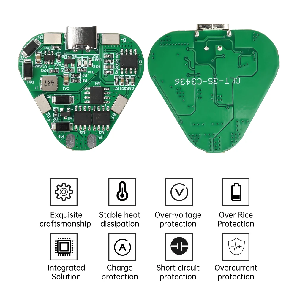

12 В 3S 20A 18650 плата защиты литиевой батареи Type-C порт зарядки перезарядка от переразряда защита от короткого замыкания