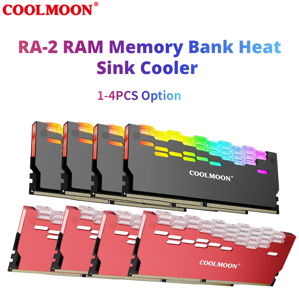 

COOLMOON RA-2 RAM Memory Bank Heat Sink Cooler ARGB Colorful Flashing Heat Spreader For PC Desktop Computer Accessories