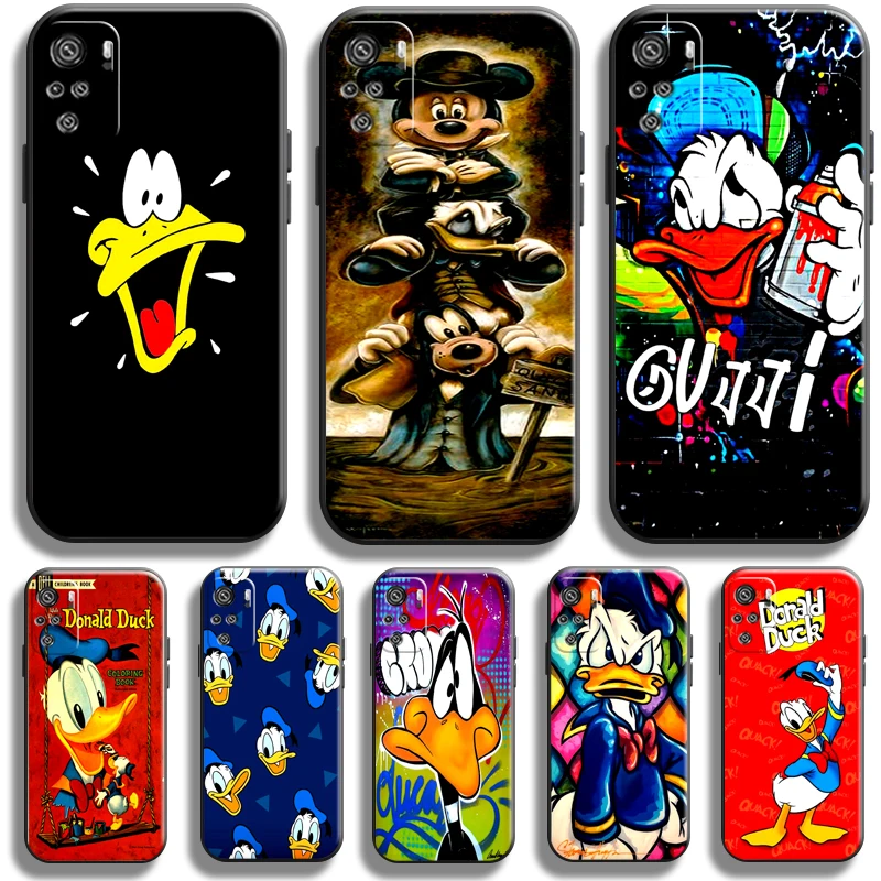 

Cartoon Don Donald Fauntleroy Duck Phone Case For Xiaomi Redmi Note 10 10S Pro Redmi Note 10 10T 5G Liquid Silicon Coque Black