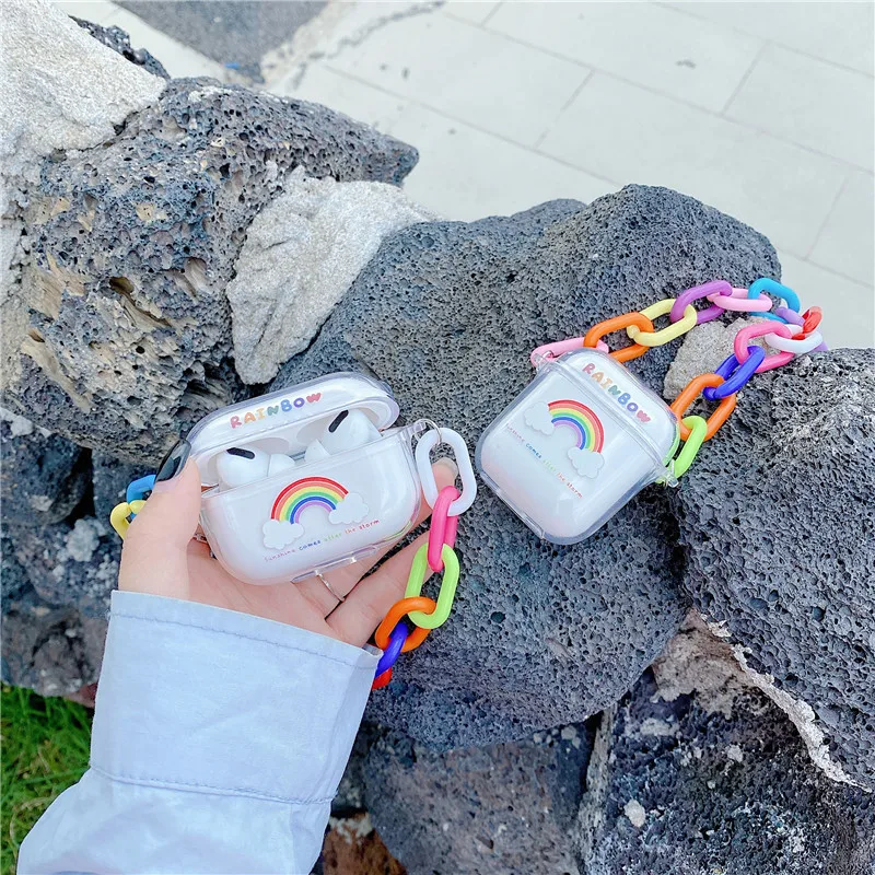 

INS Korean Rainbow Colors Bracelet Clear Case For AirPods Pro 3 Earphone Cases Soft Wireless Charging Cover for AirPod 1 2 cases