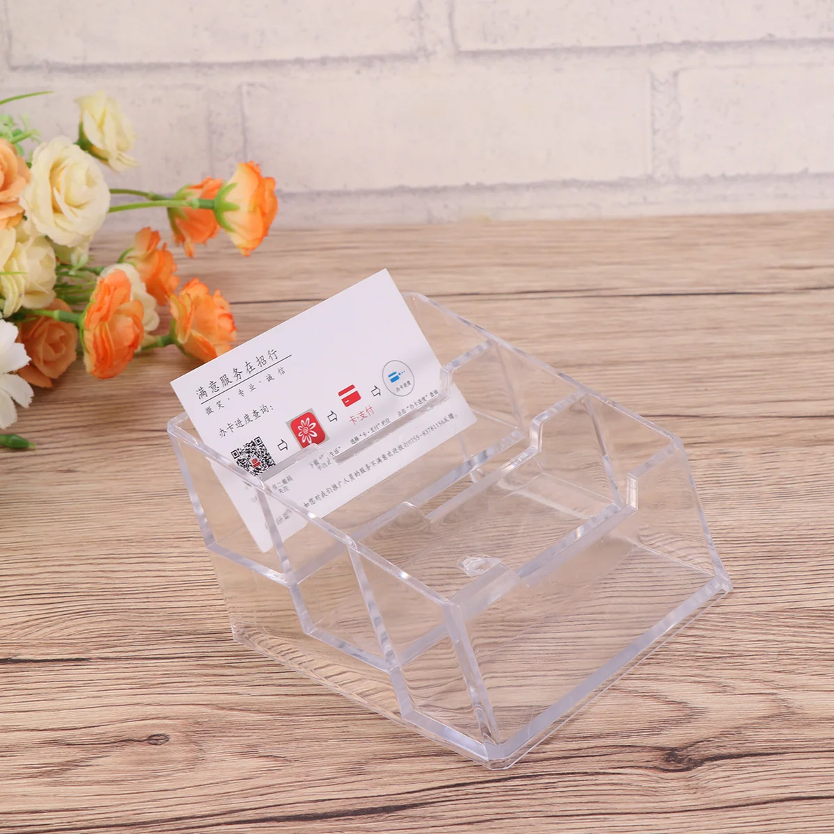 

1PC Business Holder Practical Creative Transparent Desktop Name Storage Case Holder for Office