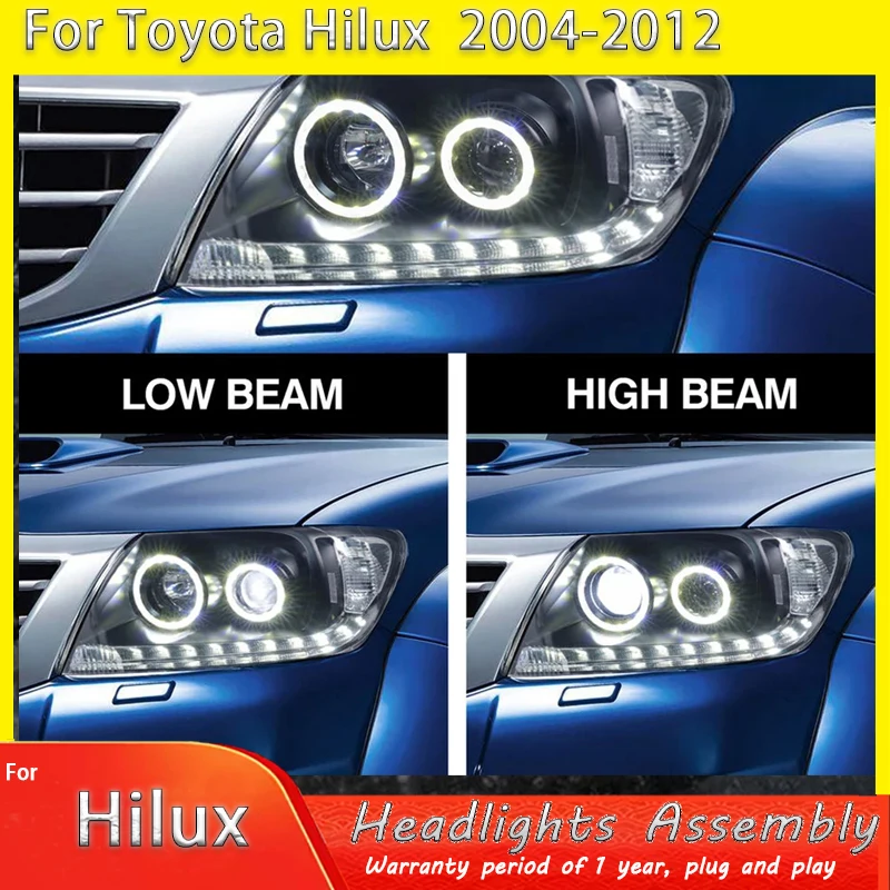 Фото Автомобильные фары для Toyota Hilux 2008-2011 гг., Hilux Revo Vigo, с ДХО, биксеноновые, с функцией ближнего/дальнего света, парковочные огни №1
