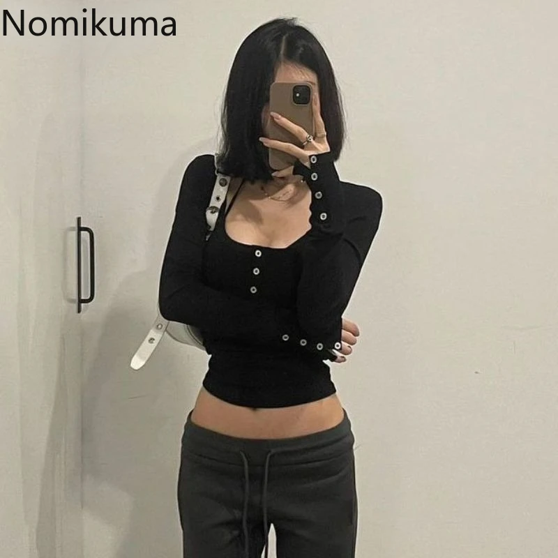 Nomikuma черные женские футболки из хлопка