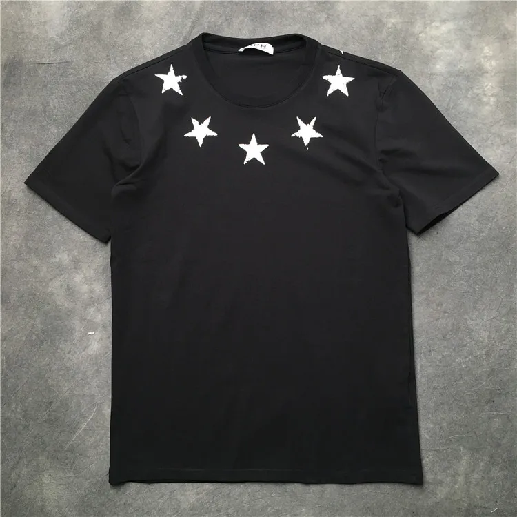 

New Novelty 2019 Men Neckline watermark stars T Shirts T-Shirt Hip Hop Skateboard Street Cotton T-Shirts Tee Top kenye #K11