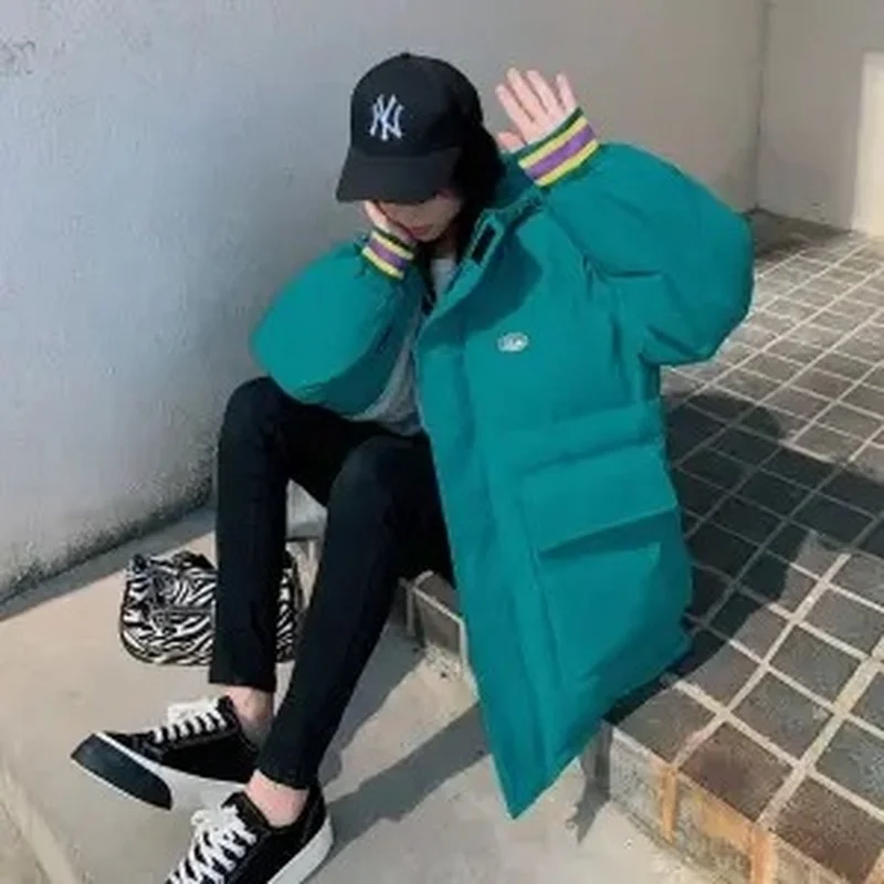Women Zipper Parkas Harajuku Thicken Hooded Cotton Jackets Korean Style Sweet Warm Winter Loose Student Casual Bread Clothing