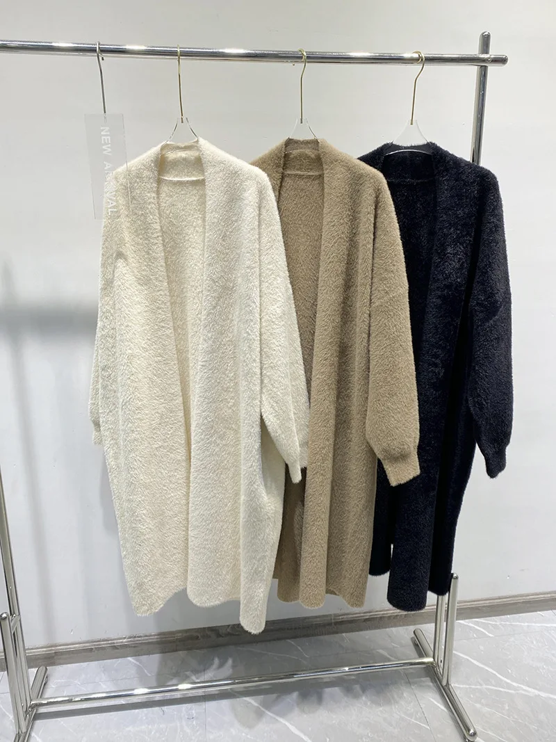Lazy Wind Khaki Knit Sweater Cardigan Women's Early Autumn 2022 New Korean Version of The Temperament Loose Long Coat.