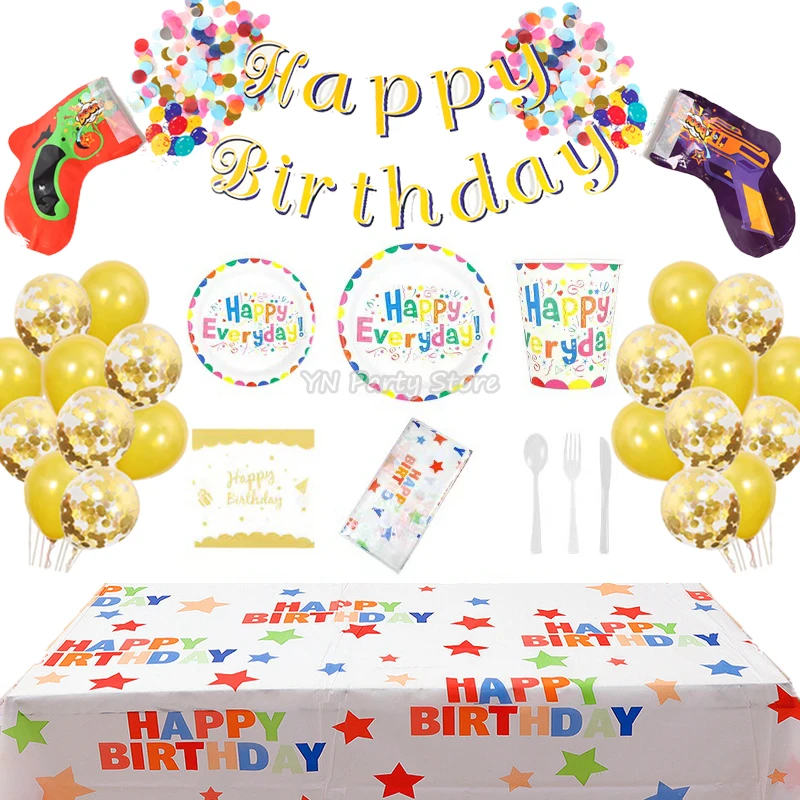 

Birthday Party Decoration Disposable Tableware Sets Picnic Baby Shower Confetti Fireworks Paper Plates Cups For Kids Adults