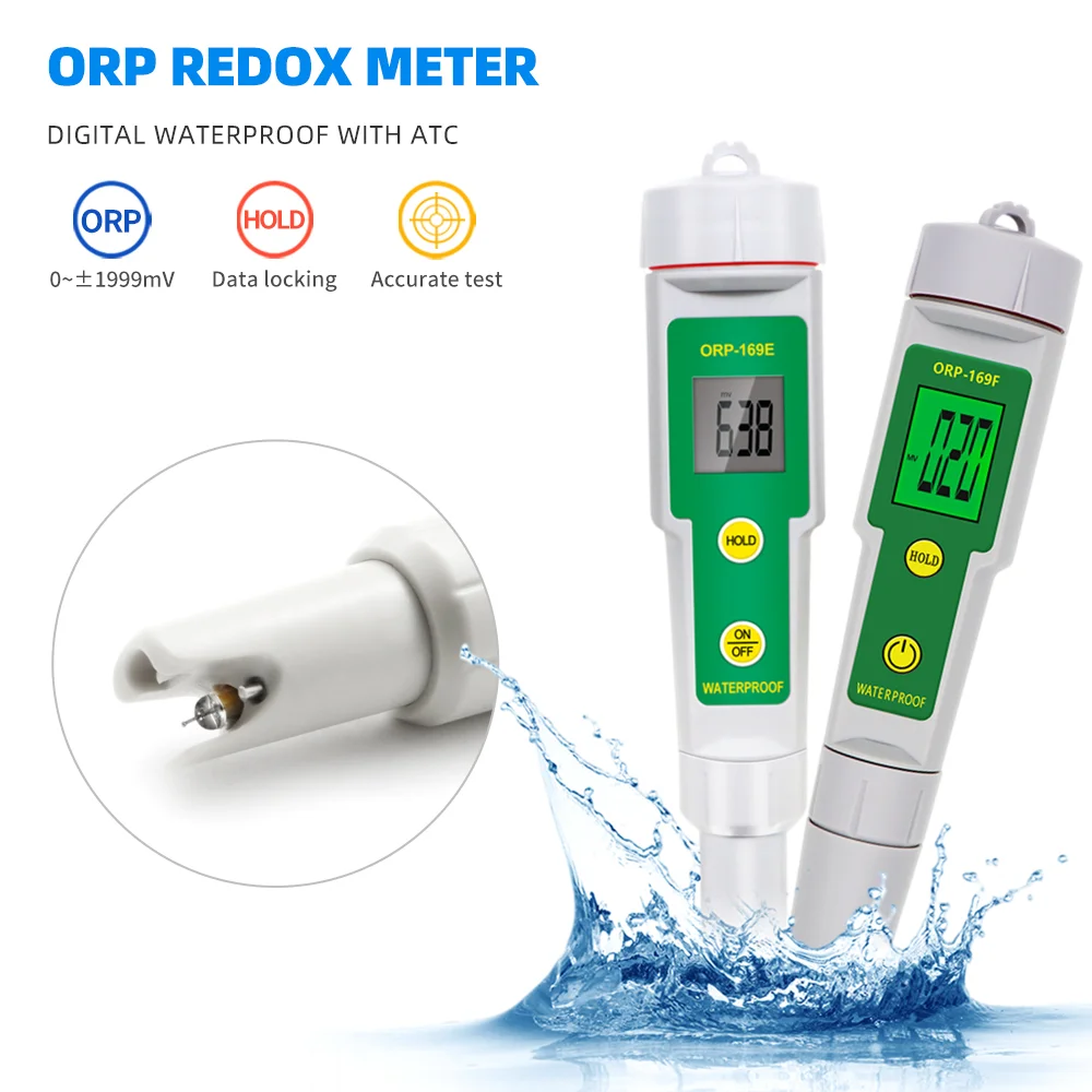 

ORP Tester 169E/169F ORP Detector Redox Tester Waterproof ORP Meter 1999mV Water Quality Measurement Test Tool 50%off