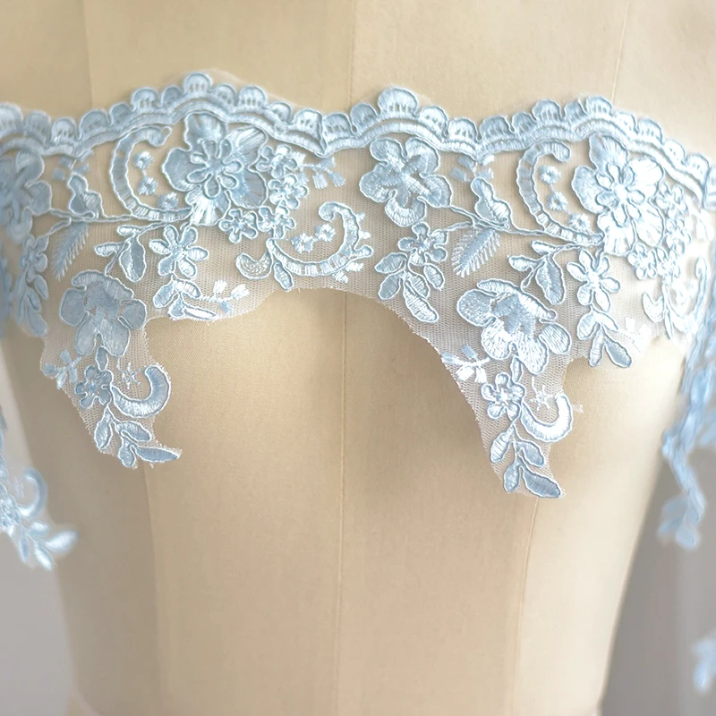 Фото Off White Lace Trim High Quality Wedding Lace Fabric Handmade DIY Clothes Accessories 16cm Wide 1yard/lot №5
