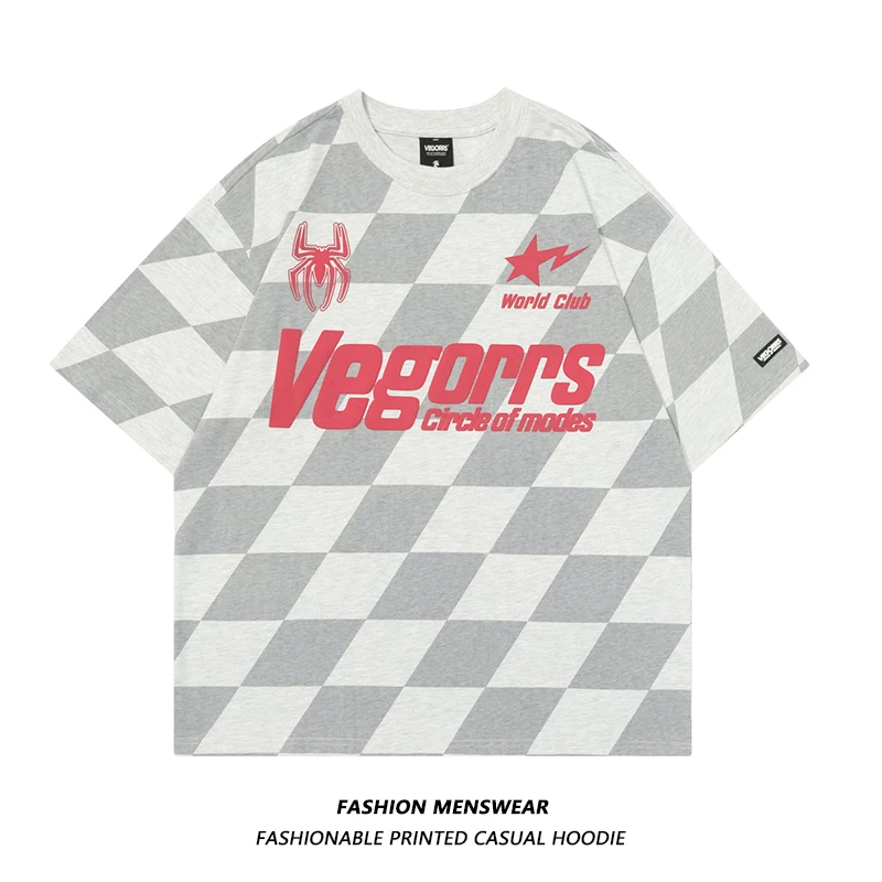 Kuba модный бренд американский винтажный клетчатый принт 2024 летняя новая мужская и