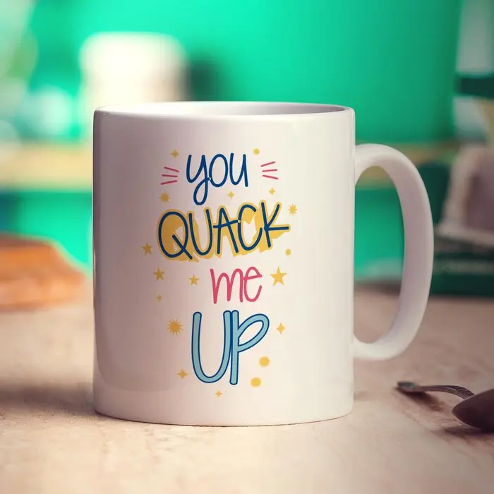 

You Quack Me Up Mug Coffee Mug Text Ceramic Cups Creative Cup Cute Mugs Gifts for Women Men Nordic Cups Tea Cup White Cup