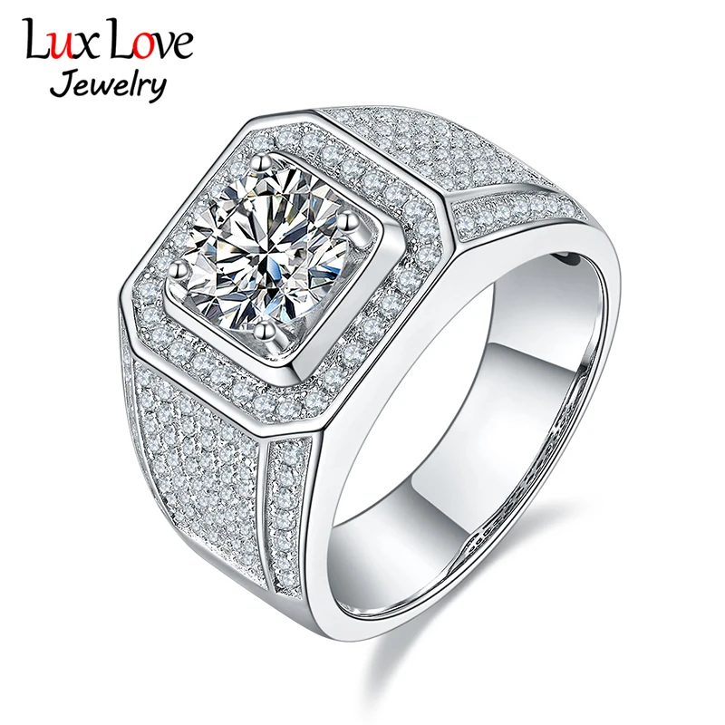 

Мужское кольцо из серебра 925 пробы с бриллиантом 2 карата, с муассанитом