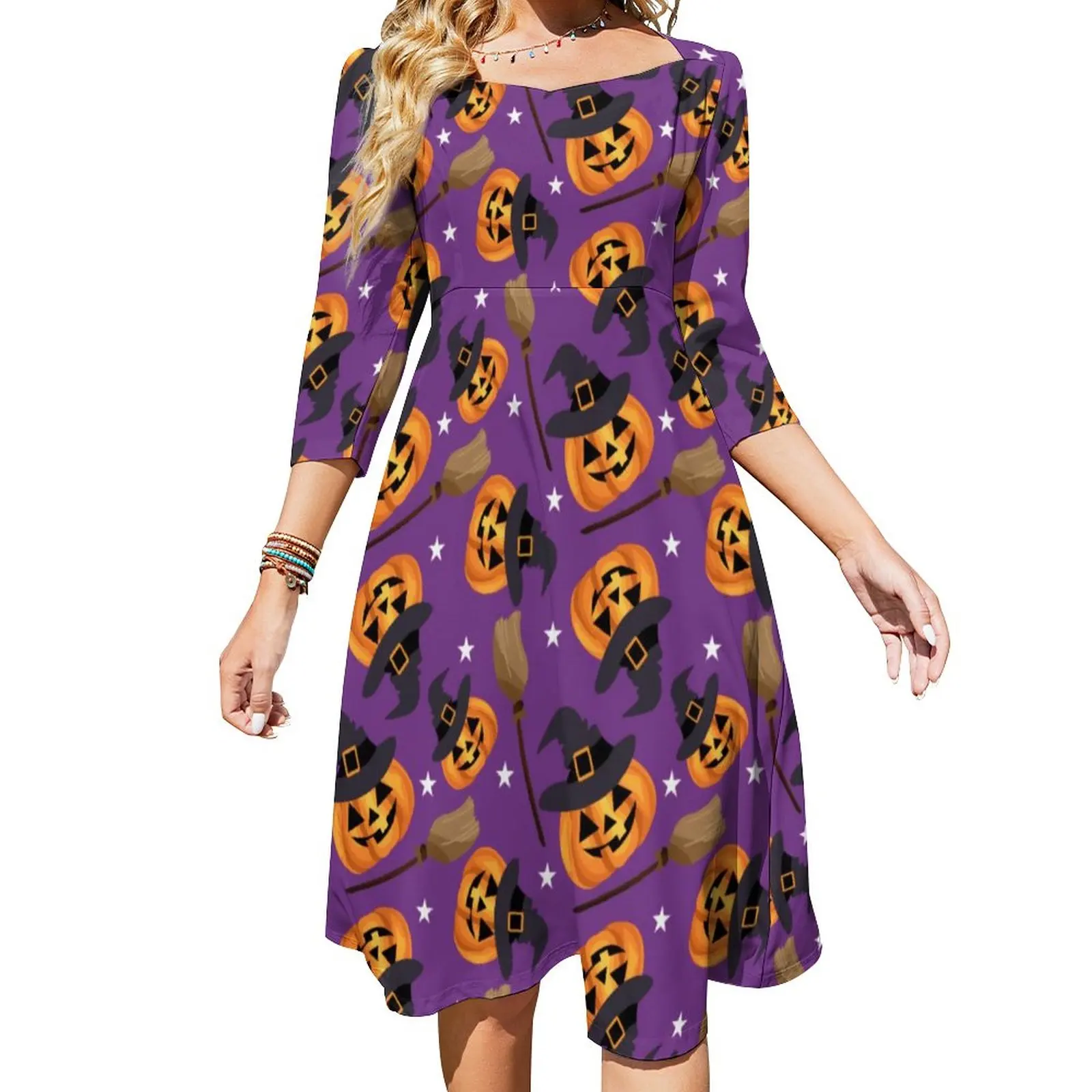 

Летящее женское платье, летнее сексуальное платье в виде тыквы на Хэллоуин, праздничное платье, женское повседневное платье, идея для подар...