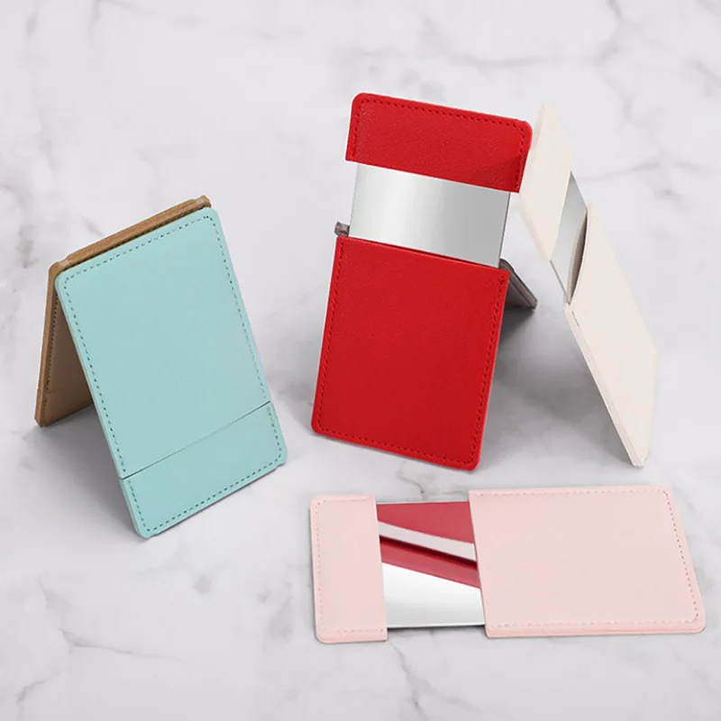 

1PC Stainless Steel Cosmetic Mirror Unbreakable Portable Travel Shatter-proof Makeup Mirror With Carry Sleeve Birthday Gift