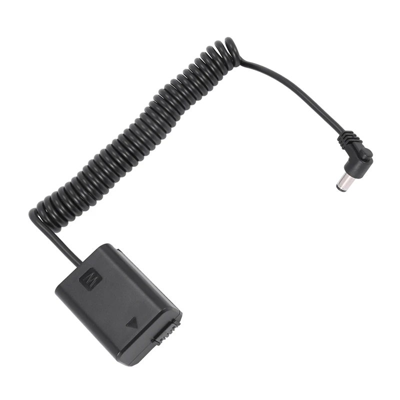Np-Fw50 Dummy Battery Pack Coupler Adapter With Dc Male Connector Power Coiled Cable For Sony A7 Mark Ii A6300 A6000