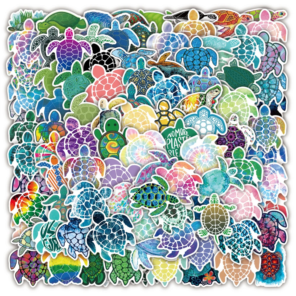 

10/50 Pcs Cartoon Sea Turtle Graffiti Sticker Decoration Backpack Snowboard Suitcase Pencil Case Fridge Thin Waterproof Stickers
