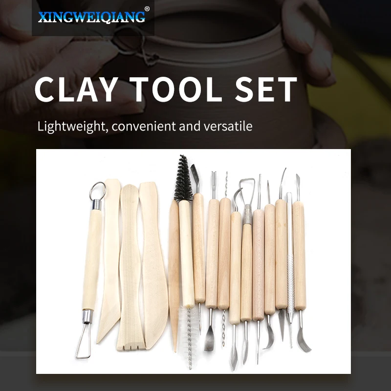 

5pcs 11PCs Soft Clay Sculpture Pottery Tool DIY Handmade Carving Knife Set with Wooden Handle Ceramics Modeling Graving Tools