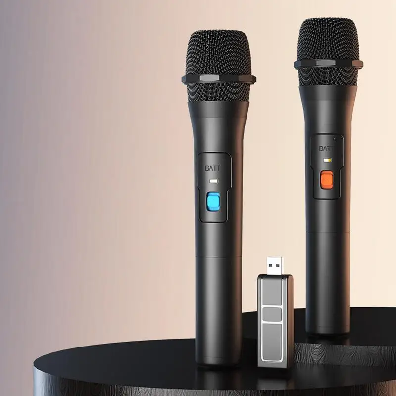 

1 Pair VHF Wireless Microphone USB Receiver Metal Dynamic Handheld Mic for Karaoke Machine and Mixer Speaker Church Show Meeting