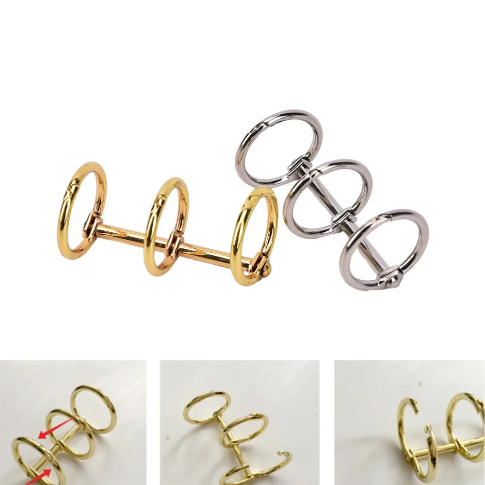 

Практичная Обложка для блокнота с тремя свободными листами золотистые Серебристые свободные листья металлические раздельные кольца с пет...