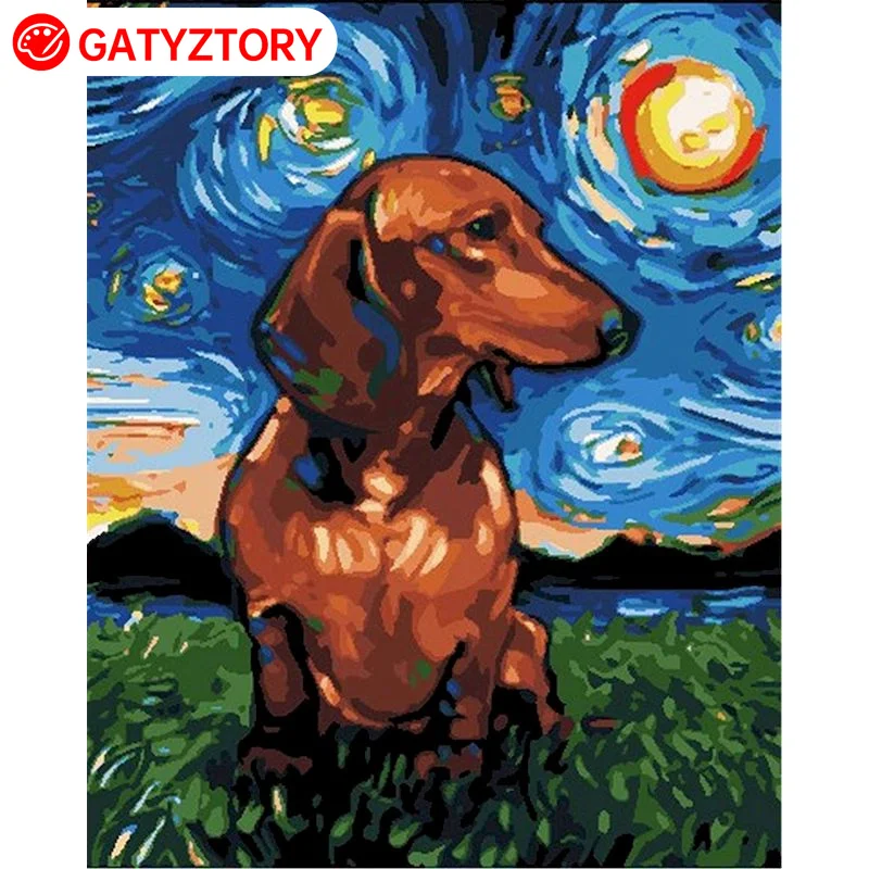 

Набор для рисования по номерам на холсте собаки, с рамкой