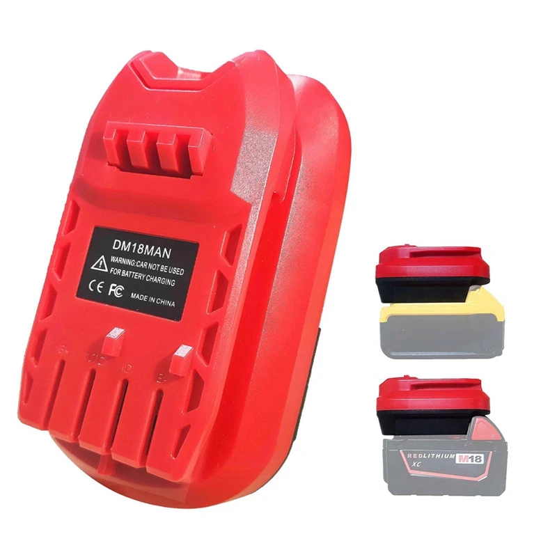 

Battery Adapter For Craftsman 20V Cordless Tools,DM18MAN Adaptor For De-Walt 20V/Mil-Waukee 18V Li-On Battery Convert