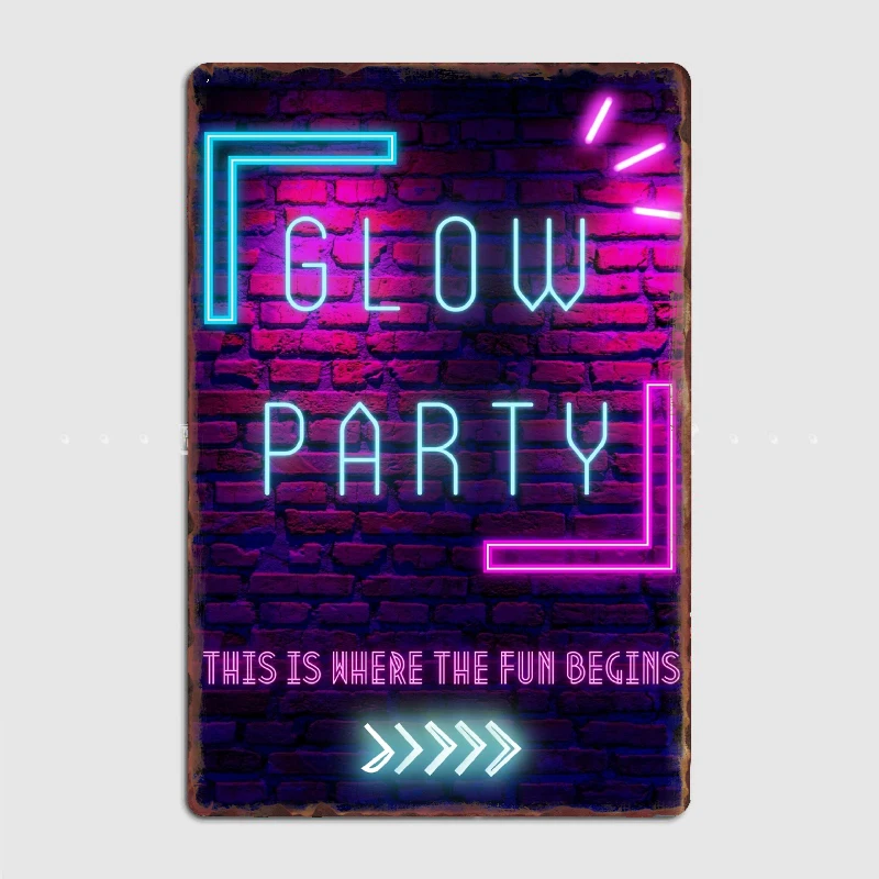 

Glow Party Metal Poster Garage Decoration Living Room Cinema Living Room Custom Tin Sign Poster