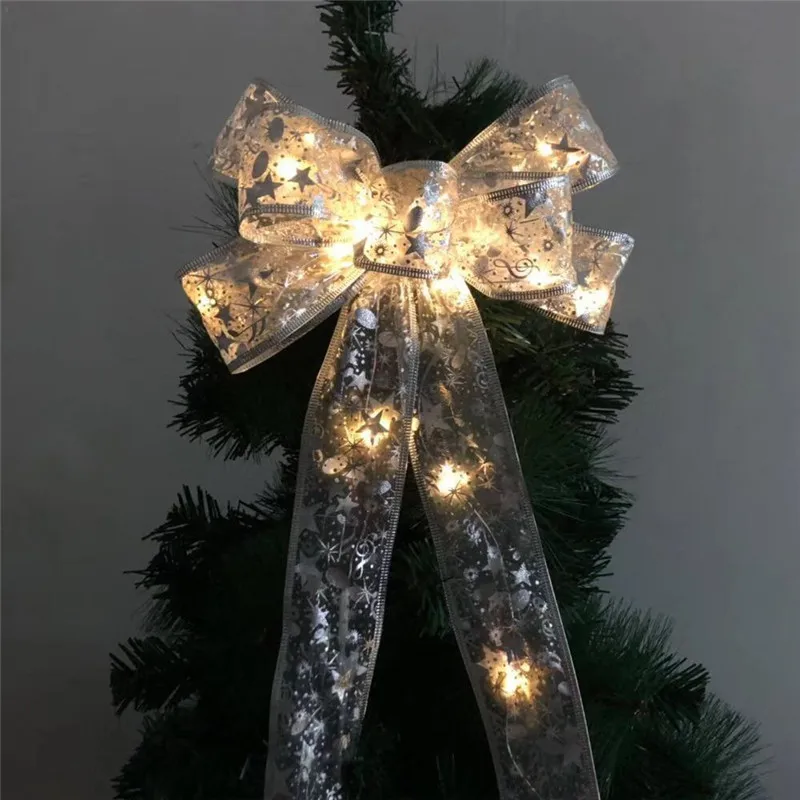 

35cm Luminous Christmas Large LED Bow Handmade DIY Ornaments for Home Decor Christmas Tree Decoration Pendant 2022 Navidad Noel