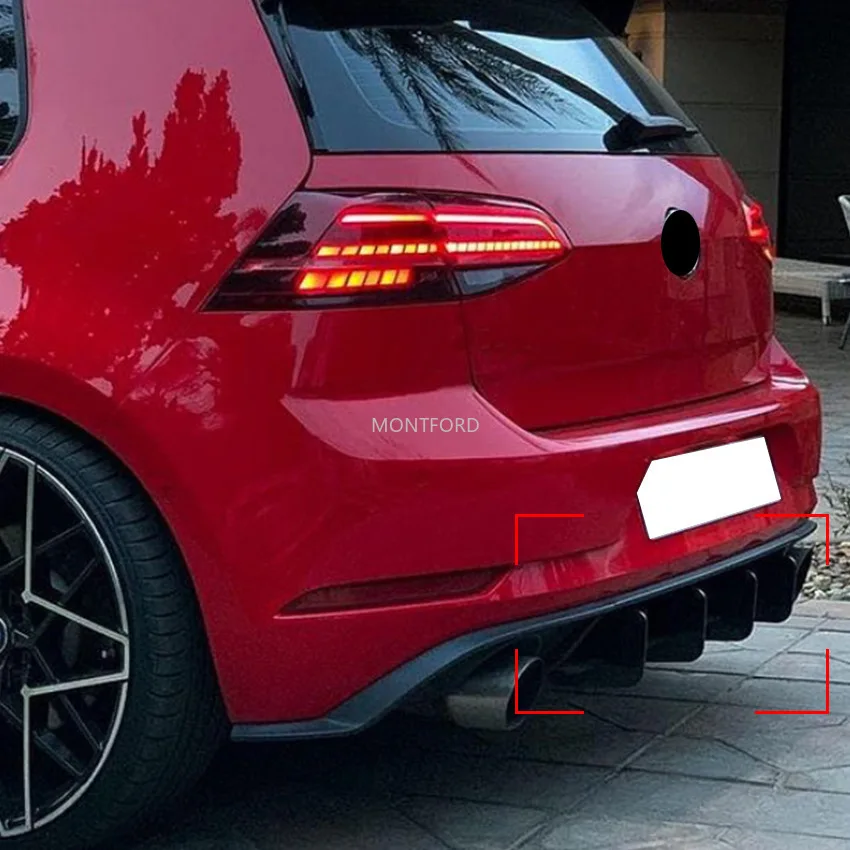 

For Volkswagen VW GTI Golf 7.5 GTI ABS Black Rear Bumper Lip Trunk Spoiler Rear Diffuser Protector 1Pcs Car Styling
