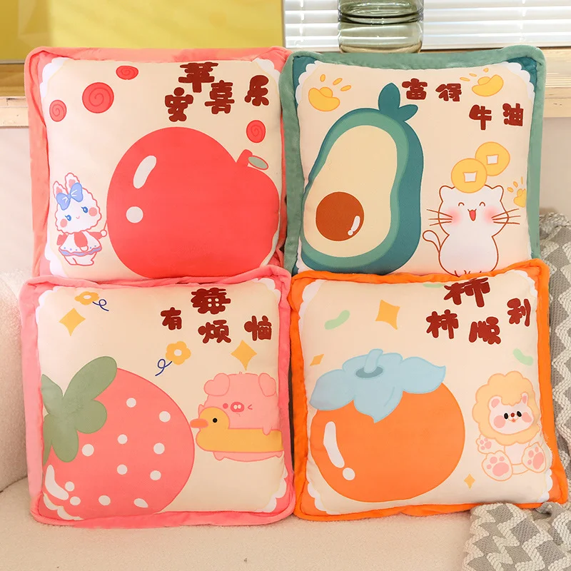 

Kawaii Fruite Plush Pillow Quilt Cute Apple Avocado Strawberry Plushies Throw Pillows Cushion for Girls Children Girlfriend Gift