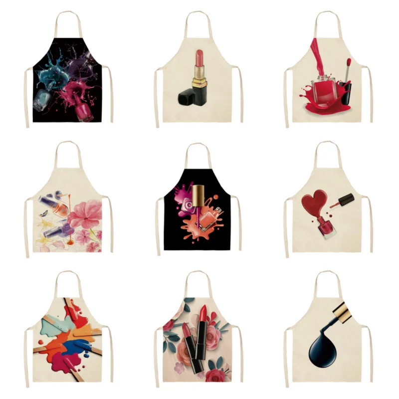 Модные Кухонные фартуки лак для ногтей помада красивый фартук пары домашняя