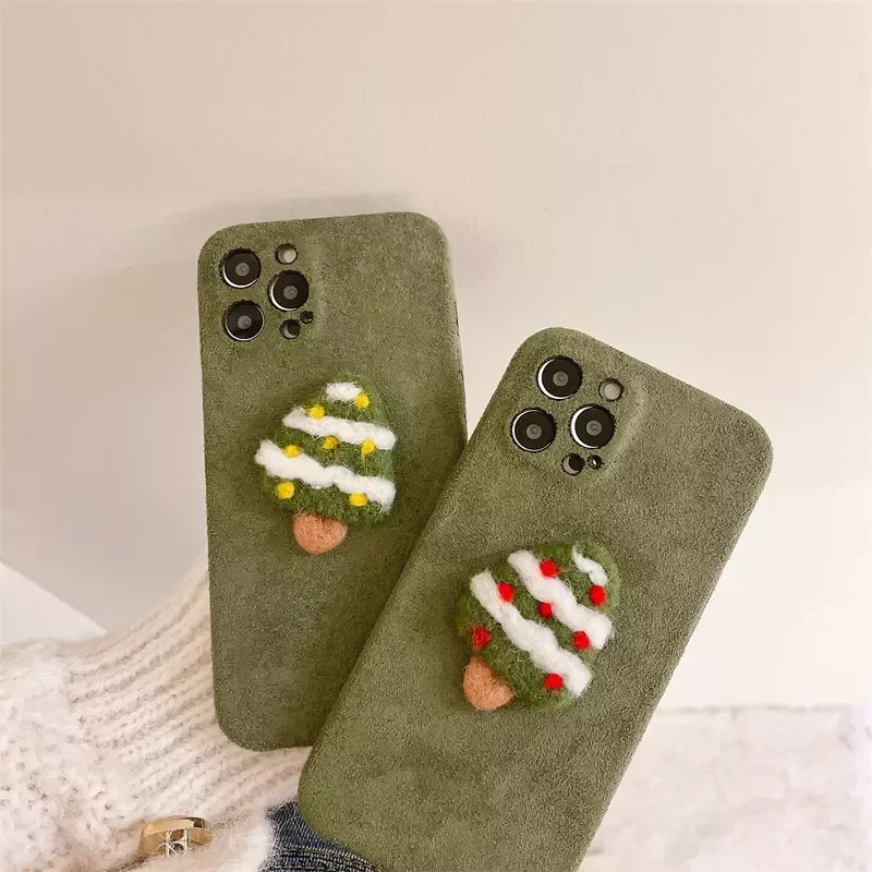 Wool Christmas Tree Mobile Phone Case  13  Protective Back Cover 11 12 Pro Max X Xs Xr Winter Shockproof Shell
