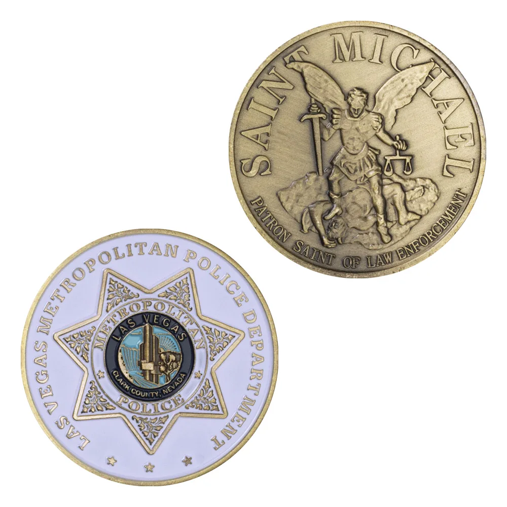 

United States Las Vegas Metropolitan Police Department Souvenir Copper Plated Coin Saint Micheal Pattern Challenge Coin